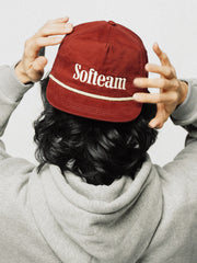 딥 레드 Softeam 자수 플랫 브림 캡