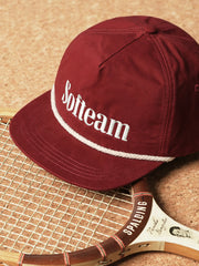 딥 레드 Softeam 자수 플랫 브림 캡